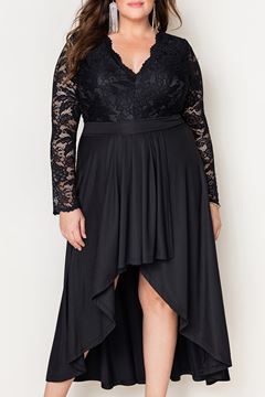 Immagine di PLUS SIZE HIGH LOW LACE CONTRAST EVENING DRESS